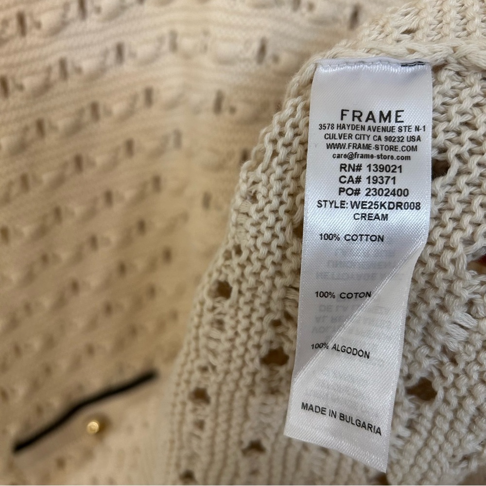 Frame The Bauble Crochet Cotton Minidress in Cream Size M - Picture 15 of 15